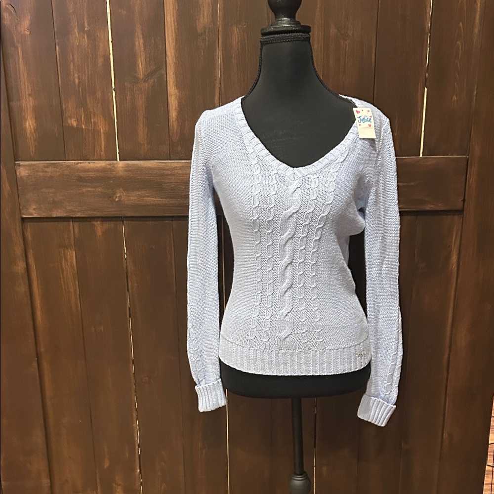 Justice Women's V-Neck Sweater - Soft Blue